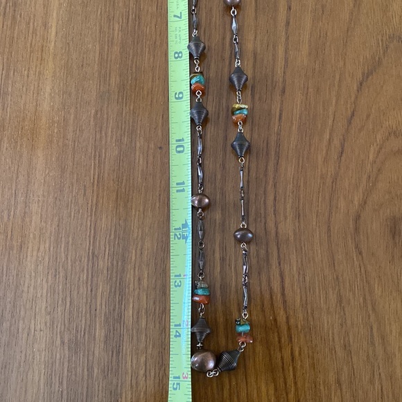 VTG 30” Copper Colored & Stone Necklace - Picture 5 of 7